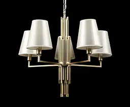 Люстра з абажурами Splendid Ray L89338/5, E14, 5 ламп, 65-105 см, золото-білий, метал-тканина, сучасний стиль для дому - мініатюра 2