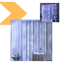 Світлодіодна гірлянда-завіса USB 200 LED 3x2м з пультом Блакитний (47719-708_214) - мініатюра 2