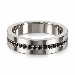Чоловіча обручка Jewellery Continent з білого золота з чорними діамантами 19 (К-0913)