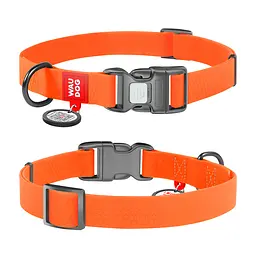 Нашийник для собак водостійкий Waudog Waterproof з QR-паспортом пластикова пряжка-фастекс Ш 25 мм Д 38-58 см помаранчевий