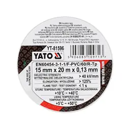 Ізоляційна стрічка Yato 15 мм х 20 м х 0.13 мм, біла (YT-81596) - мініатюра 3