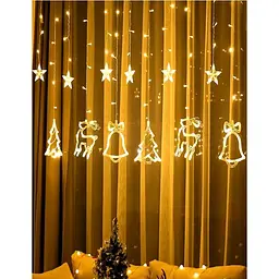 Гірлянда-штора з формами дзвіночка, ялинки та оленя 12 PCS light 30 біла (GR- 46_296) - мініатюра 6
