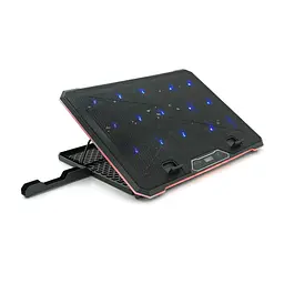 Підставка під ноутбук IceCoorel K15D, 10-19", 15 * 60mm 2550±10% RPM, корпус пластик + алюміній, 2xUSB 2.0 + LCD, 415x296x28mm, RGB, Box, Q10