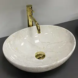 Умивальник VBI Parma light stone glossy накладний VBI-011026, Мрамор - мініатюра 2