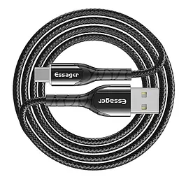 Зарядний кабель Zink чорний з підсвічуванням ESSAGER USB Type-C 3A 1метр