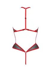 Сітчасте боді з мереживом на грудях Passion Satara Body S/M red - мініатюра 4