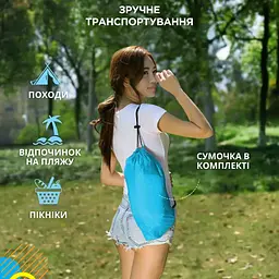Покращений ламзак надувний лежак, шезлонг, диван, мішок, матрац Lamzac Двошаровий X-2 MAX Блакитний (TM001280) - мініатюра 9