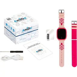 Дитячий водонепроникний смарт-годинник AmiGo GO005 4G WIFI Thermometer Pink [59323] - мініатюра 7