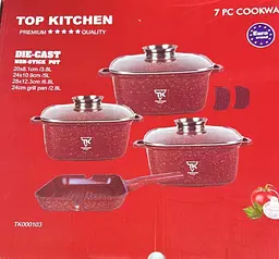 Набір каструль із сковородою Top Kitchen TK-000103 із гранітним покриттям 12 предметів Червоний - мініатюра 9