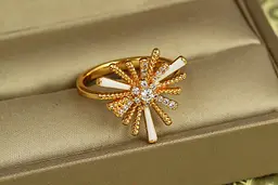 Кільце Xuping Jewelry Гольчата айстра з білою керамікою р 17 золотисте - мініатюра 2