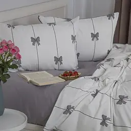 Комплект постільної білизни Melluna Soft Ribbons сімейний сірий/білий з принтом (2-04720_33562) - мініатюра 6