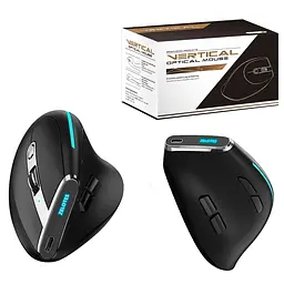 Комп'ютерна миша Zelotes F-36 вертикальна бездротова з акумулятором 2,4G+Bluetooth Black - мініатюра 10