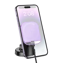 Автотримач із БЗУ HW18 Crystal (center console) Romantic purple Hoco teh0029289