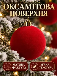 Набір новорічних оксамитових іграшок на ялинку "Шарм" 18 куль червоний - мініатюра 5