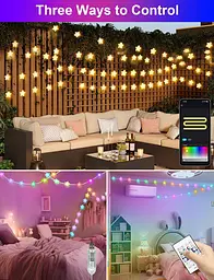 Розумна зіркова Гірлянда, 10 м RGB Інтегрований Чип 66 Світлодіодних Гірлянд для приміщень із застосунком і пультом - мініатюра 4