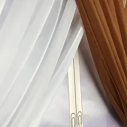 Короткий тюль для кухні коричнево-білого кольору на тасьмі 1,7м на 3м. ALBO pbe0052797 - мініатюра 2