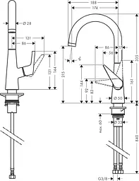 Змішувач Hansgrohe Talis 220 1Jet кухонний Chrome 72814000 Хром - мініатюра 2