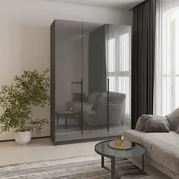Шафа 3-дверна MebelStar Оскар Gloss BL-B, 4 додаткові полиці 150x52x220 см Антрацит/Антрацит (MBS-5257)