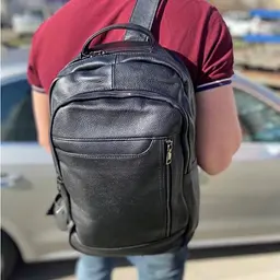Міський чоловічий рюкзак шкіряний чорний Tiding Bag B2-03555A - мініатюра 6