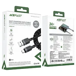 Дата кабель Acefast C14-04 USB to Type-C 3A (1.2m) Black - мініатюра 6
