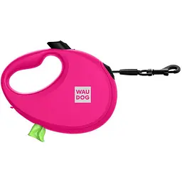 Повідець-рулетка для собак Waudog R-leash з контейнером для пакетів, світловідбивна стрічка, M, до 20 кг, 5 м, рожевий - мініатюра 2