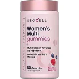 Мультивітаміни для жінок з колагеном Neocell Womens Multivitamin Multi Collagen Advanced Bio-Peptides смак ягід 80 жувальних цукерок