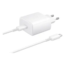 Зарядний пристрій комплект із кабелем Samsung 45 W 1 вихід USB-C PD білий (EP-TA845XWE) - мініатюра 2