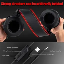Дротова ігрова гарнітура Onikuma Gaming with LED K3, USB, 3.5mm, 2m, black-red - мініатюра 3