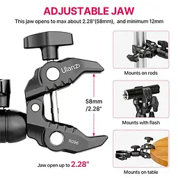 Шарнірний кріплення Ulanzi R096 Double Super Clamp UV-2870 R096 Black - мініатюра 3