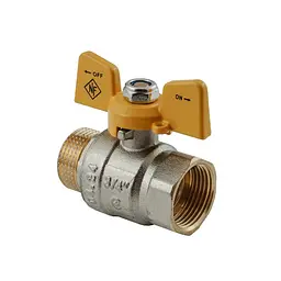 Кран кульовий Nolf Classic NFC.722-08-3/4" FM ГШМ Yellow, ручка "метелик" жовта NF3130