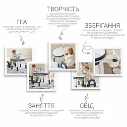 Дитячий столик та стілець 6 в 1 зростаючий. Стіл багатофункціональний ігровий з лего поверхнею "Трансформер Мультіплей" (Blue) - мініатюра 7