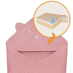 Рушник з капюшоном Lionelo Muslin Hooded Towel Pink Baby 80х80 см - мініатюра 5