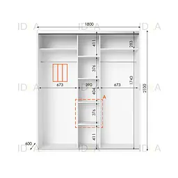 Шафа-купе Idea серія 6 180 x 60 x 210 см Білий Дзеркало - мініатюра 2