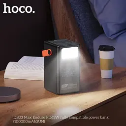 Батарея універсальна HOCO 100000mAh Max Centurion PD/65W, QC, LED Lamp, Black (DB03 / 714722) - мініатюра 7