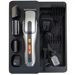 Машинка для стрижки волосся та бороди XPRO GM-581 професійна з насадками сіра (GM-581_456) - мініатюра 3