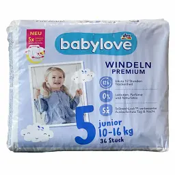 Підгузники Babylove Premium 5 Junior (10-16 кг) 36 шт