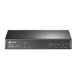 Комутатор TP-LINK TL-SF1009P, чорний, 9-портовий, 10/100 Мбіт/с, 8xPoE+, IEEE 802.3af/at