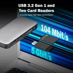 Порт-реплікатор Digitus USB-C > HDMI/2xUSB-A/USB-C/SD/MicroSD/RJ54, Travel (DA-70916) - мініатюра 8