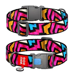 Нашийник для собак нейлоновий Waudog Nylon з QR-паспортом "Графіті" пластиковий фастекс XXL Ш 35 мм Д 46-70 см