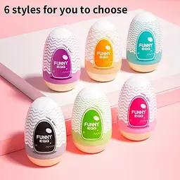 Комплект силіконових мастурбаторів для чоловіків Funny Egg 6 шт Бежевий - мініатюра 2