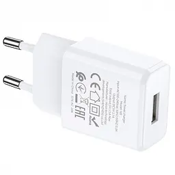 Мережевий зарядний пристрій 1 USB Hoco N9 2.1 A White - мініатюра 7