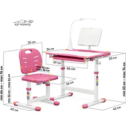 Комплект меблів Evo-kids Evo-17 PN Ergo: стілець+стіл+полиця+лампа (Evo-17 PN Ergo)  - мініатюра 3