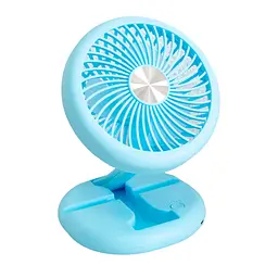 Міні вентилятор на акумуляторі Mini Fan блакитний, складаний з USB, настільний - мініатюра 4