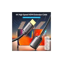 Кабель мультимедійний HDMI M to HDMI F 0.5m 4K60Hz black Vention (AHCBD) - мініатюра 2