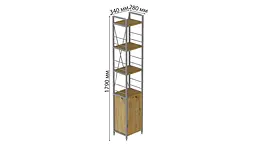 Етажерка 4/34 Ferrum-decor Серії Конект з тумбою 179x34x28 Сірий ДСП Артизан (FRD-104482) - мініатюра 3