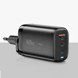 Зарядний пристрій блок адаптер Essager 65 W GaN 1U+2C (ES-CD23) чорний