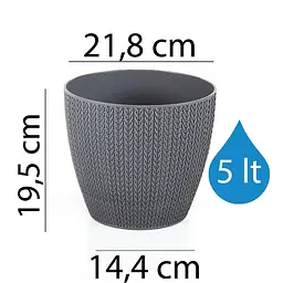 Вазон для квітів Serinova Sumela 5 л антрацит (20-SML401102-200100) - мініатюра 3