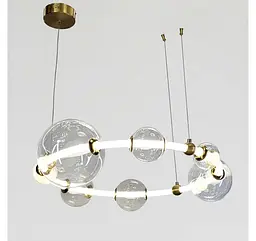 Підвісна LED люстра-кільце Artlight 81991/D730 біла з латунню та скляними плафонами діаметром 72 см - мініатюра 3
