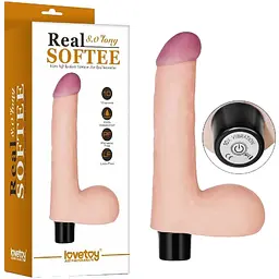 Реалістичний вібратор Lovetoy Real Softee Vibrator With Balls Flesh 17 см тілесний