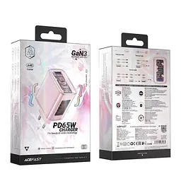 Зарядний пристрій Acefast 3xUSB 65W (2xUSB-C+USB-A) Gan A45 Fast Charger Cherry blossom (6974316282082) - мініатюра 6